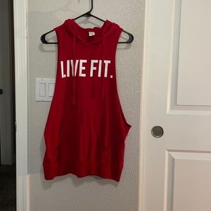 Pullover Sleeveless Hoodie Red: Unisex size Small